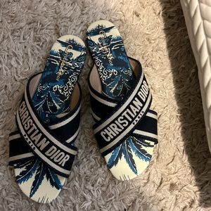 Christian Dior D Way Embroidered Logo Flat Sandals